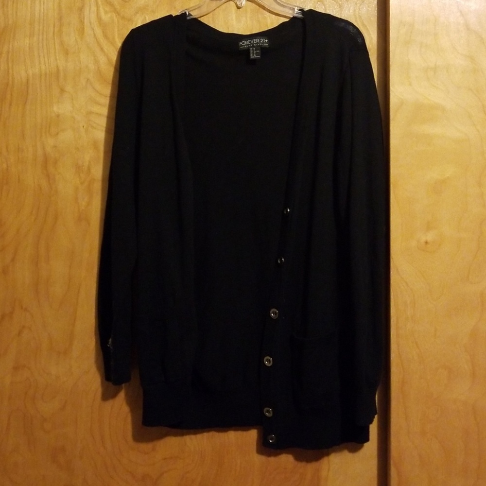 Forever 21 black cardigan +pockets! XL